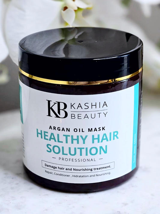 Front view of Healthy Hair Solution Argan Mask bottle