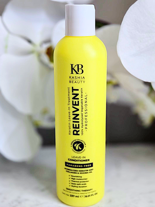 Front view of Reinvent Keratin Leave in Treatment product bottle