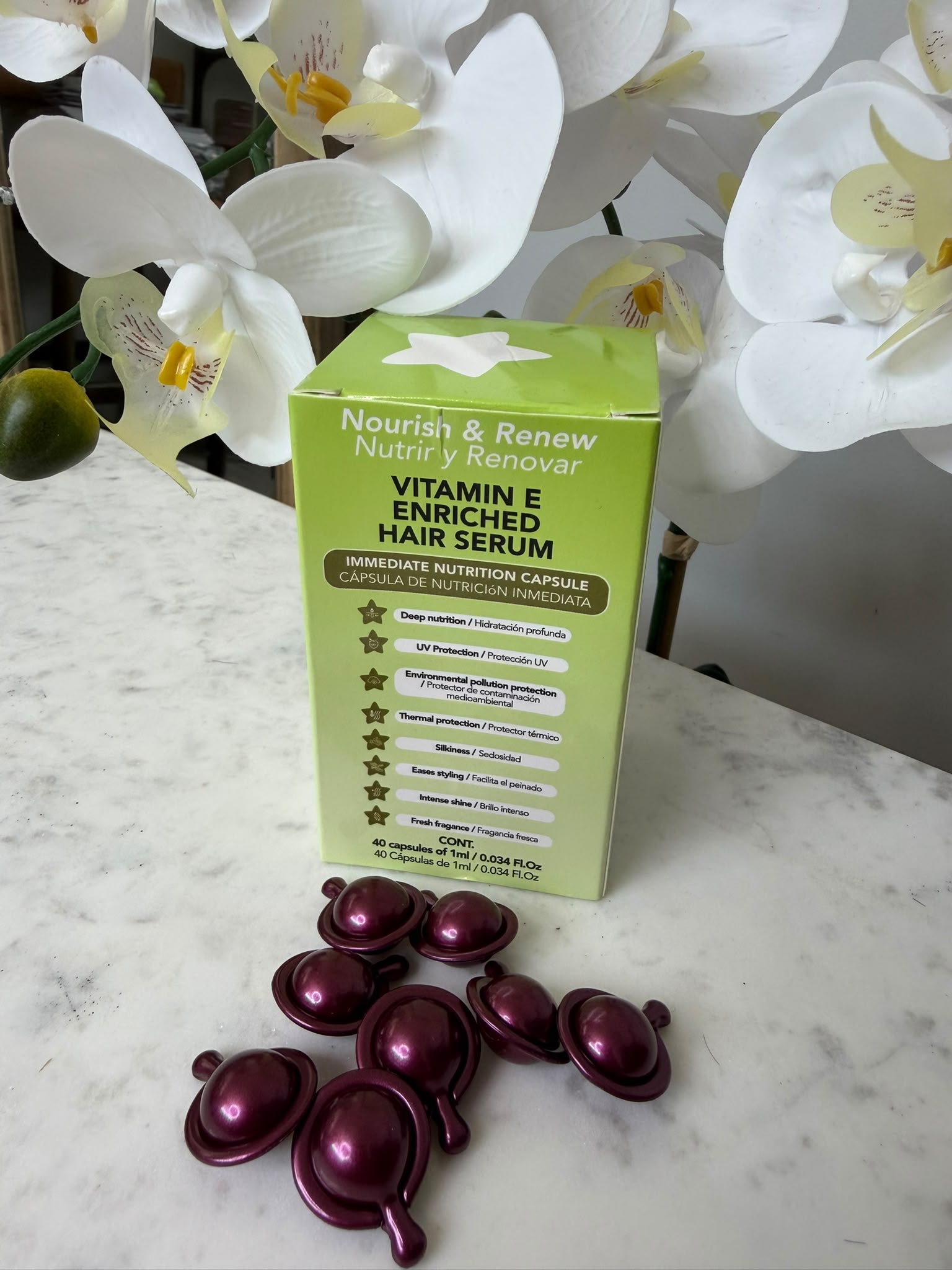 vitamin e enriched hair serum capsules back view